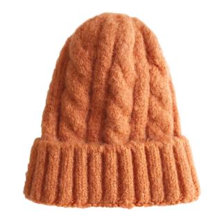 Oranžová zimní pletená čepice bez bambule nebo s bambulí A19/20 (Dámská / pánská vlněná unisex teplá čepice)