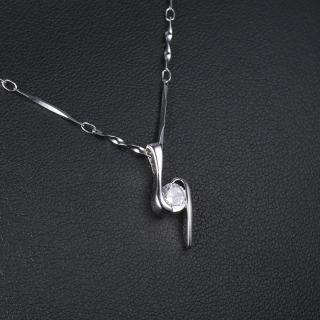 Stříbrný náhrdelník, řetízek s přívěskem HOUSLOVÝ KLÍČ s krystalem /12 (Jemný náhrdelník, řetízek s přívěskem HOUSLOVÉHO KLÍČE s krystalem)
