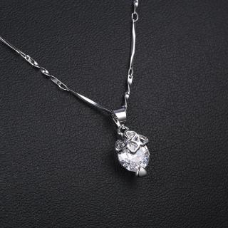 Stříbrný náhrdelník, řetízek s přívěskem SRDÍČKA s krystalem /17 (Jemný náhrdelník, řetízek s přívěskem SRDÍČEK s krystalem)