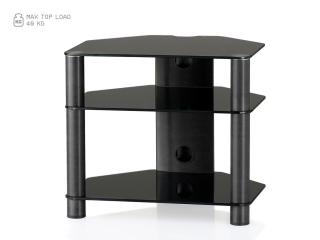 Hifi stolek RX 2130 (černé sklo / černé nohy) (Krásný Hifi stoleki pro audio video komponenty s 3 tvrzenými skly a hladkými leštěnými okraj. )