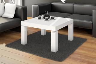 Konferenční stolek BAKTO (bílý) (Luxusní konferenční stolek vyrobený z kvalitní MDF v nejvyšším lesku na trhu. Materiál je odolný proti škrábancům a vlhkosti. Délka 80cm.)