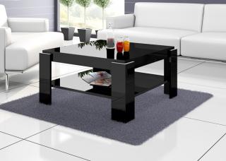 Konferenční stolek BRODY (černý) (Luxusní konferenční stolek vyrobený z kvalitní MDF v nejvyšším lesku na trhu. Materiál je odolný proti škrábancům a vlhkosti. Délka 84cm.)