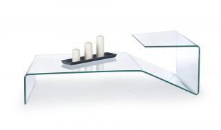 Konferenční stolek GRANDE (čiré sklo) (Luxusní konferenční stolek z čirého skla. Stolek je vyroben z jednoho kusu čirého odolného skla. Délka stolku je 120cm.)