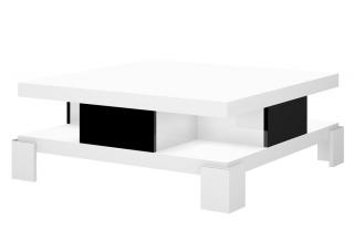 Konferenční stolek JOKER (bílá + černá) (Luxusní konferenční stolek vyrobený z kvalitní MDF v nejvyšším lesku na trhu. Materiál je odolný proti škrábancům a vlhkosti. )