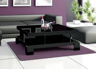 Konferenční stolek JOKER (černý) (Luxusní konferenční stolek vyrobený z kvalitní MDF v nejvyšším lesku na trhu. Materiál je odolný proti škrábancům a vlhkosti. )