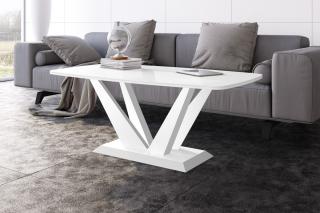 Konferenční stolek PERFEKT (bílý lesk) (Luxusní konferenční stolek vyrobený z kvalitní MDF v nejvyšším lesku na trhu. Materiál je odolný proti škrábancům a vlhkosti. Délka 125cm.)