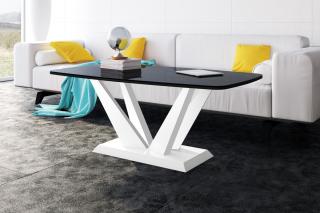 Konferenční stolek PERFEKT (černobílý lesk) (Luxusní konferenční stolek vyrobený z kvalitní MDF v nejvyšším lesku na trhu. Materiál je odolný proti škrábancům a vlhkosti. Délka 125cm.)