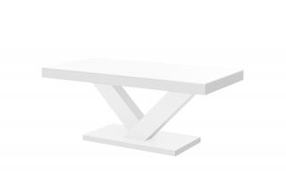 Konferenční stolek VAXO (bílý lesk) (Luxusní konferenční stolek vyrobený z kvalitní MDF v nejvyšším lesku na trhu. Materiál je odolný proti škrábancům a vlhkosti. Délka 120cm.)