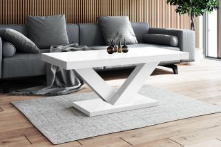 Konferenční stolek VAXO (bílý mat + bílý lesk) (Luxusní konferenční stolek vyrobený z kvalitní MDF v provedení super mat + nejvyšší lesk na trhu. Materiál je odolný proti škrábancům a vlhkosti. Délka 120cm.)