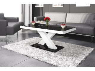 Konferenční stolek ZIG (černobílý lesk) (Luxusní konferenční stolek vyrobený z kvalitní MDF v nejvyšším lesku na trhu. Materiál je odolný proti škrábancům a vlhkosti. Délka 120cm.)