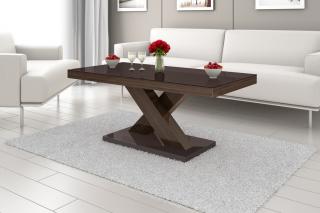 Konferenční stolek ZIG (hnědý lesk) (Luxusní konferenční stolek vyrobený z kvalitní MDF v nejvyšším lesku na trhu. Materiál je odolný proti škrábancům a vlhkosti. Délka 120cm.)