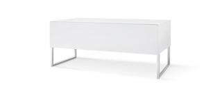 Televizní stolek KHALM 140 (bílý) (Moderní TV stolek pro TV do 65  s možností postavení na zem, nebo zavěšení na zeď)