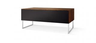 Televizní stolek KHALM 140 (pravý ořech) (Moderní TV stolek pro TV do 65  s možností postavení na zem, nebo zavěšení na zeď)