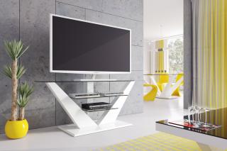 TV stojan LUNA (bílý lesk) (Luxusní televizní stojan pro TV do 60  a do 40kg)