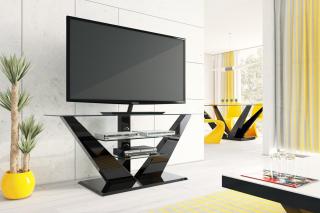 TV stojan LUNA (černý lesk) (Luxusní televizní stojan pro TV do 60  a do 40kg)
