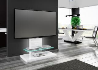 TV stojan MANO MAXI (bílý lesk) (Luxusní televizní stojan s LED osvětlením, vhodný pro TV do 70  a 40kg)