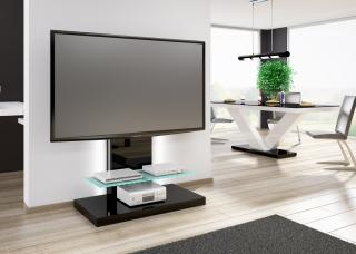TV stojan MANO MAXI (černý lesk) (Luxusní televizní stojan s LED osvětlením, vhodný pro TV do 70  a 40kg)