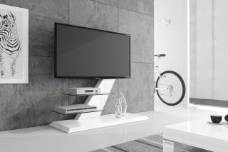 TV stojan VENTO (bílý lesk) (Luxusní televizní stojan pro TV do 60  a do 35kg)