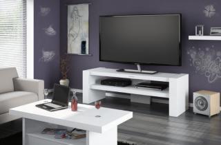 Tv stolek DAVID 2 (bílý lesk) (Luxusní televizní stolek pro TV do 65  s nosností 50kg)