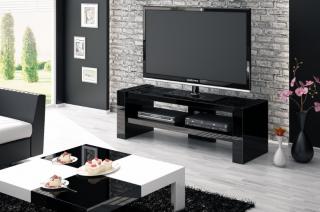Tv stolek DAVID 2 (černý lesk) (Luxusní televizní stolek pro TV do 65  s nosností 50kg)