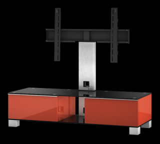 TV stolek SONOROUS MD 8120 (červený) (Luxusní televizní stolek v perfektním dílenském zpracování pro televize do 50kg. Stolek je vyroben v kombinaci MDF + tvrzené sklo + hliník. Systém vedení skryté kabeláže a odvětrání. Stolek je dostupný v několika bare