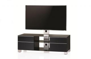 TV stolek SONOROUS MD 8340 (černý) (Luxusní televizní stolek v kombinaci (sklo, kov, dřevo) pro televize do 60  se zatížením do 80kg)