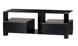 TV stolek SONOROUS MD 9135 (černý) (Moderní TV stolek pro televize do 60kg a maximální nosnosti stolku do 80kg. Špičkové dílenské zpracování a použité materiály. Lze volit barvu hliníku a skla. TV stolek se dodává smontovaný.)