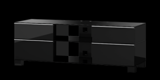 TV stolek SONOROUS MD 9240 (černá) (Luxusní televizní stolek v kombinaci (sklo, kov, dřevo) pro televize do 60  se zatížením do 80kg)