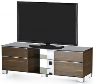 TV stolek SONOROUS MD 9340 (ořech) (Moderní TV stolek pro televize do 50kg a maximální nosnosti stolku do 100kg. Špičkové dílenské zpracování a použité materiály. Lze volit barvu hliníku a skla. TV stolek se dodává smontovaný.)