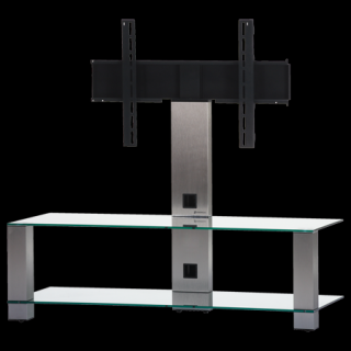 TV stolek SONOROUS PL 2400 (čiré sklo + nerez nohy) (Moderní televizní stolek v kombinaci sklo / kov. Stolek je vyroben z tvrzeného skla a leštěného hliníku (nerez). Je ideální pro televize do 50  a váhy 50kg.)