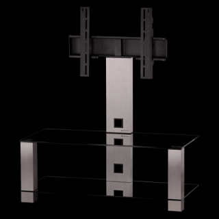 TV stolek SONOROUS PL 2495 (černé sklo + nerez nohy) (Moderní televizní stolek v kombinaci sklo / kov. Stolek je vyroben z tvrzeného skla a leštěného hliníku (nerez). Je ideální pro televize do 42  a váhy 40kg.)
