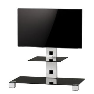 TV stolek SONOROUS PL 2500 (černé sklo + nerez nohy) (Moderní televizní stolek v kombinaci sklo / kov. Stolek je vyroben z tvrzeného skla a leštěného hliníku (nerez). Je ideální pro televize do 42  a váhy 30kg.)