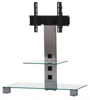 TV stolek SONOROUS PL 2500 (čiré sklo + nerez nohy) (Moderní televizní stolek v kombinaci sklo / kov. Stolek je vyroben z tvrzeného skla a leštěného hliníku (nerez). Je ideální pro televize do 42  a váhy 30kg.)
