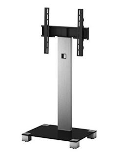 TV stolek SONOROUS PL 2510 (černé sklo + nerez nohy) (Moderní televizní stolek v kombinaci sklo / kov. Stolek je vyroben z tvrzeného skla a leštěného hliníku (nerez). Je ideální pro televize do 50  a váhy 40kg.)