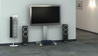 TV stolek SONOROUS PL 2510 (čiré sklo + nerez nohy) (Moderní televizní stolek v kombinaci sklo / kov. Stolek je vyroben z tvrzeného skla a leštěného hliníku (nerez). Je ideální pro televize do 50  a váhy 40kg.)