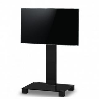 TV stolek SONOROUS PL 2511 (černé sklo + černé nohy) (Moderní televizní stolek v kombinaci sklo / kov. Stolek je vyroben z tvrzeného skla a leštěného hliníku. Je ideální pro televize do 50  a váhy 40kg.)