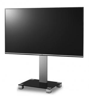TV stolek SONOROUS PL 2511 (černé sklo + stříbrné nohy) (Moderní televizní stolek v kombinaci sklo / kov. Stolek je vyroben z tvrzeného skla a leštěného hliníku (nerez). Je ideální pro televize do 50  a váhy 40kg.)