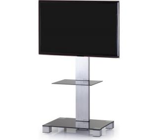 TV stolek SONOROUS PL 2515 (černé sklo + nerez nohy) (Moderní televizní stolek v kombinaci sklo / kov. Stolek je vyroben z tvrzeného skla a leštěného hliníku (nerez) Je ideální pro televize do 50  a váhy 40kg.)