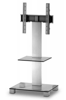 TV stolek SONOROUS PL 2515 (čiré sklo + nerez nohy) (Moderní televizní stolek v kombinaci sklo / kov. Stolek je vyroben z tvrzeného skla a leštěného hliníku (nerez) Je ideální pro televize do 50  a váhy 40kg.)