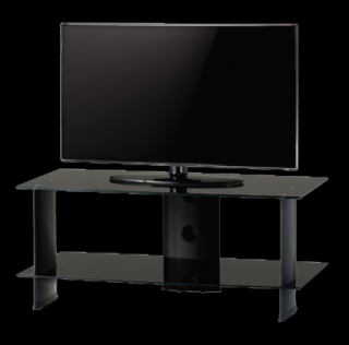 TV stolek SONOROUS PL 3115 (černé sklo + černé nohy) (Moderní televizní stolek v kombinaci sklo / kov. Stolek je vyroben z tvrzeného skla a leštěného hliníku. Je ideální pro televize do 42  a váhy 40kg.)