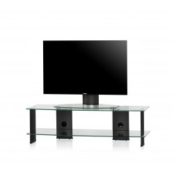 TV stolek SONOROUS PL 3150 (čiré sklo + černé nohy) (Moderní televizní stolek v kombinaci sklo / kov. Stolek je vyroben z tvrzeného skla a leštěného hliníku. Je ideální pro televize do 60  a váhy 60kg.)
