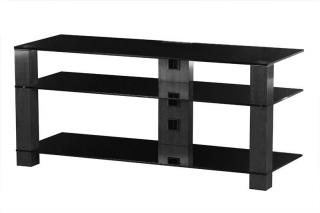 TV stolek SONOROUS PL 3400 (černé sklo + černé nohy) (Moderní televizní stolek v kombinaci sklo / kov. Stolek je vyroben z tvrzeného skla a leštěného hliníku. Je ideální pro televize do 50  a váhy 50kg.)