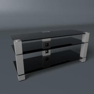 TV stolek SONOROUS PL 3400 (černé sklo + nerez nohy) (Moderní televizní stolek v kombinaci sklo / kov. Stolek je vyroben z tvrzeného skla a leštěného hliníku (nerez). Je ideální pro televize do 50  a váhy 50kg.)