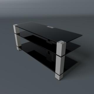 TV stolek SONOROUS PL 3405 (černé sklo + nerez nohy) (Moderní televizní stolek v kombinaci sklo / kov. Stolek je vyroben z tvrzeného skla a leštěného hliníku (nerez) Je ideální pro televize do 42  a váhy 40kg.)