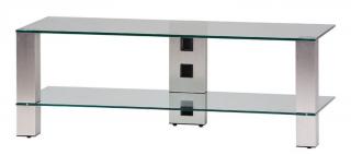 TV stolek SONOROUS PL 3410 (čiré sklo + nerez nohy) (Moderní televizní stolek v kombinaci sklo / kov. Stolek je vyroben z tvrzeného skla a leštěného hliníku (nerez) Je ideální pro televize do 50  a váhy 50kg.)