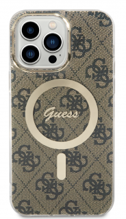 Guess IML 4G MagSafe Zadní Kryt pro iPhone 15 Pro Max Brown