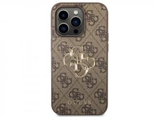 Guess PU 4G Metal Logo Zadní Kryt pro iPhone 15 Pro Brown