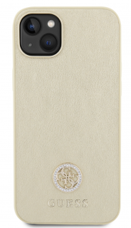 Guess PU 4G Strass Metal Logo Zadní Kryt pro iPhone 15 Gold