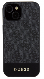 Guess PU 4G Stripe MagSafe Zadní Kryt pro iPhone 15 Black