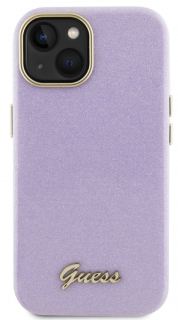 Guess PU Glitter Full Wrapped Zadní Kryt pro iPhone 15 Lilac